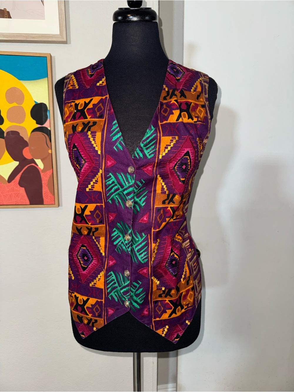 Vintage Purple Patterned Women's Vest